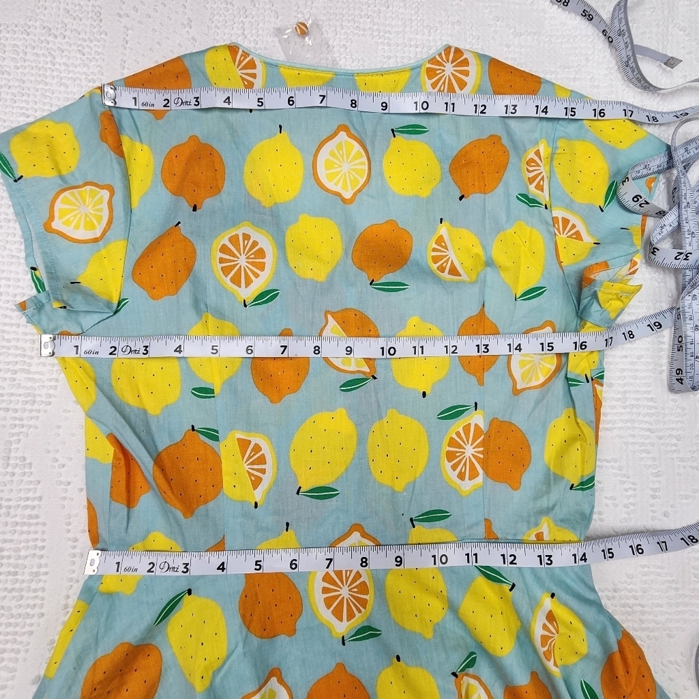 Modcloth Blue Dress with Yellow and Orange Citrus Print - Picture 14 of 14